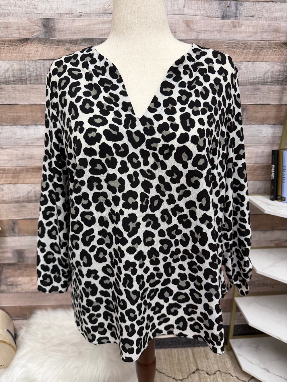 Michael Kors cheetah print tie sleeve blouse